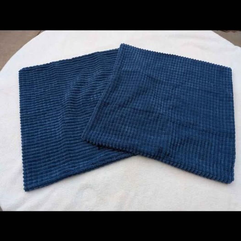 Set of 2 Blue Corduroy Pillow Covers